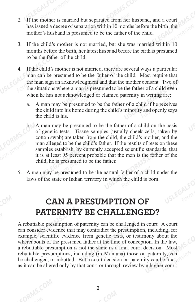 Preview Paternity Information for Parents