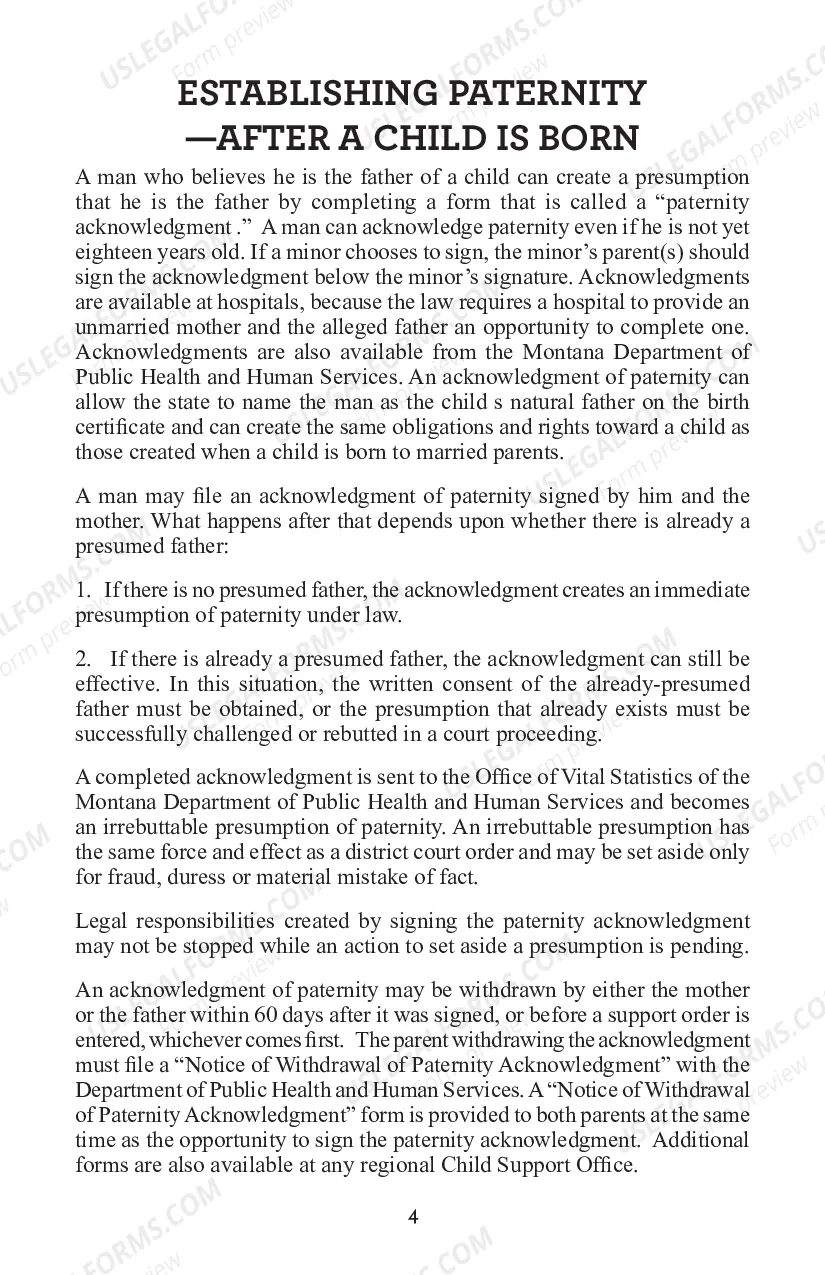 Preview Paternity Information for Parents