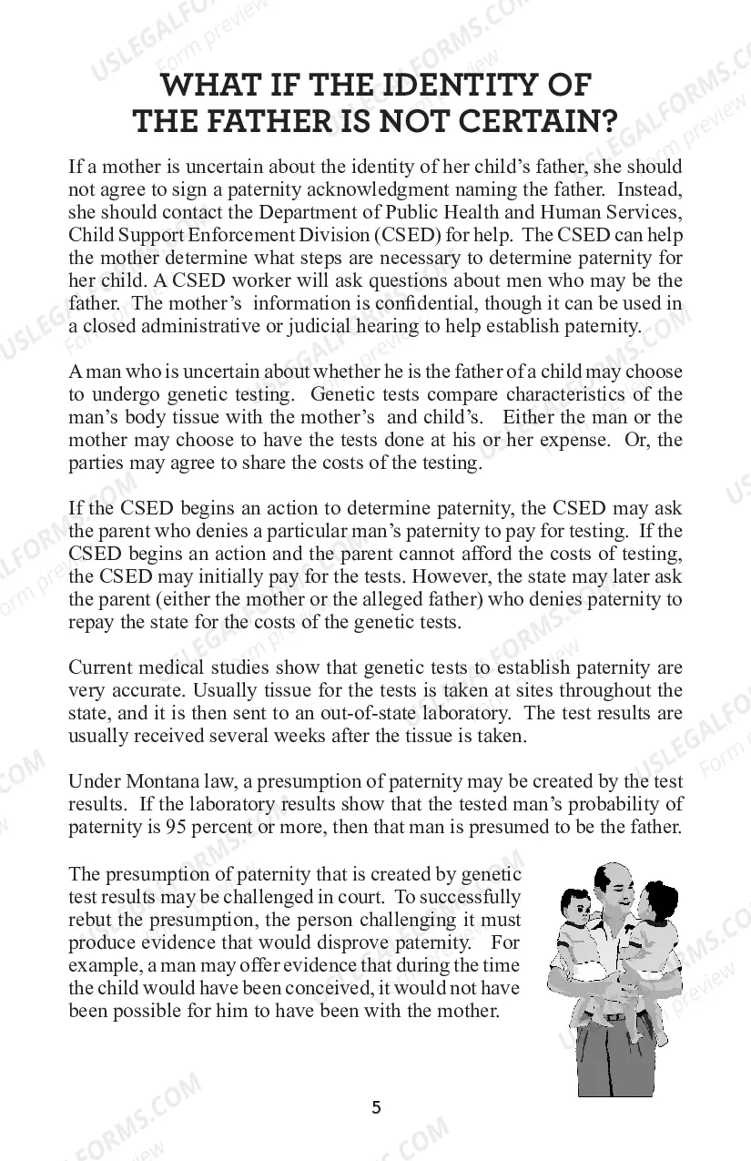 Preview Paternity Information for Parents