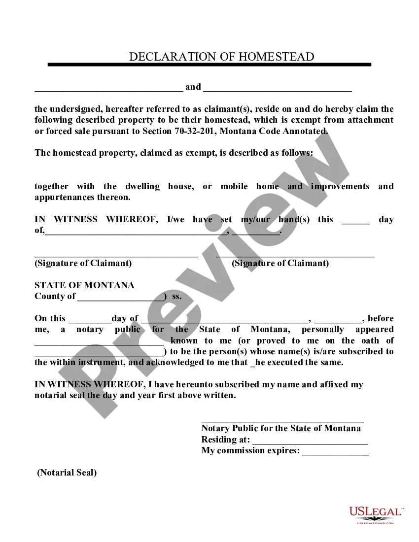 Montana Declaration Of Homestead Montana Homestead US Legal Forms   1.webp