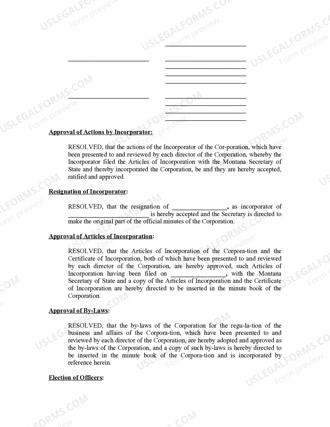 Preview Minutes for Organizational Meeting