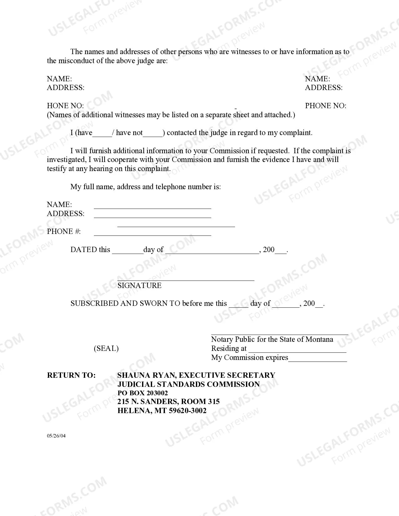 Preview Judicial Standards Commission Complaint