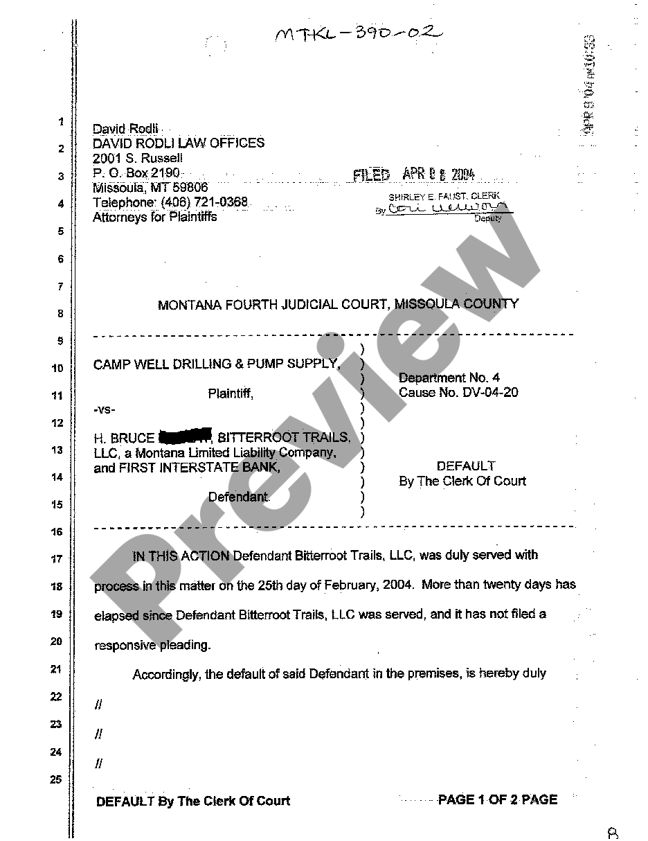 Montana Default Judgment | US Legal Forms