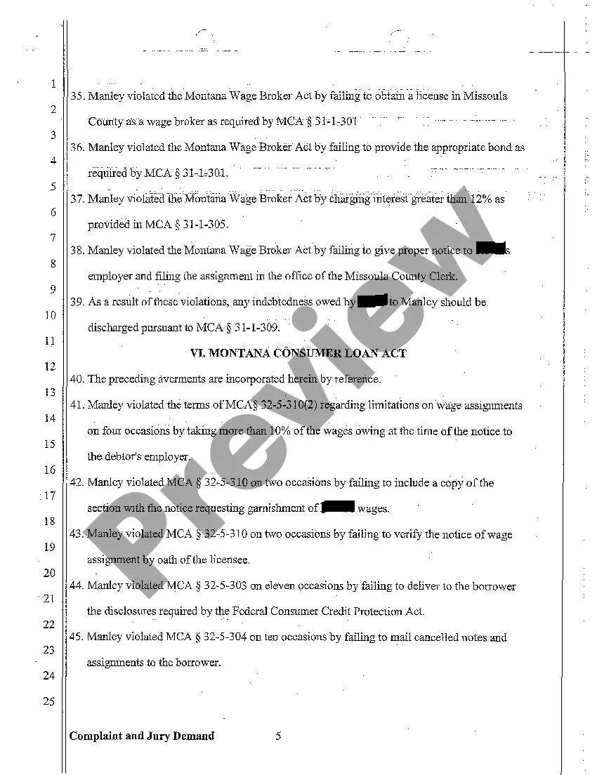 Preview A01 Complaint for Penalty Fines Against Licensed Consumer Loan Business Making Deferred Deposit Loans Without License