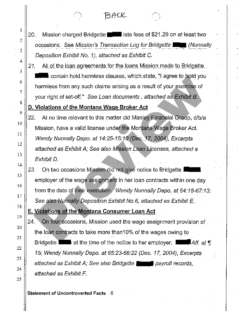 Preview A02 Statement of Uncontroverted Facts