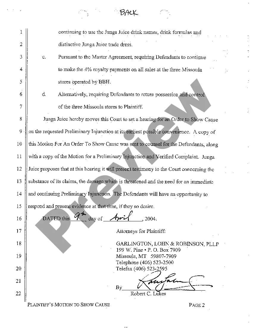 Preview A07 Plaintiff's Motion to Show Cause