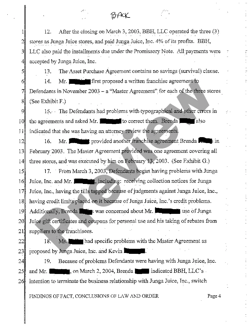 Preview A10 Findings of Fact, Conclusions of Law and Order