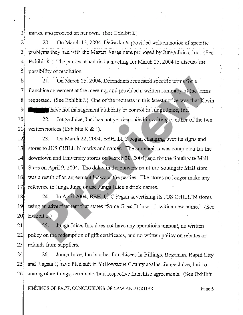 Preview A10 Findings of Fact, Conclusions of Law and Order