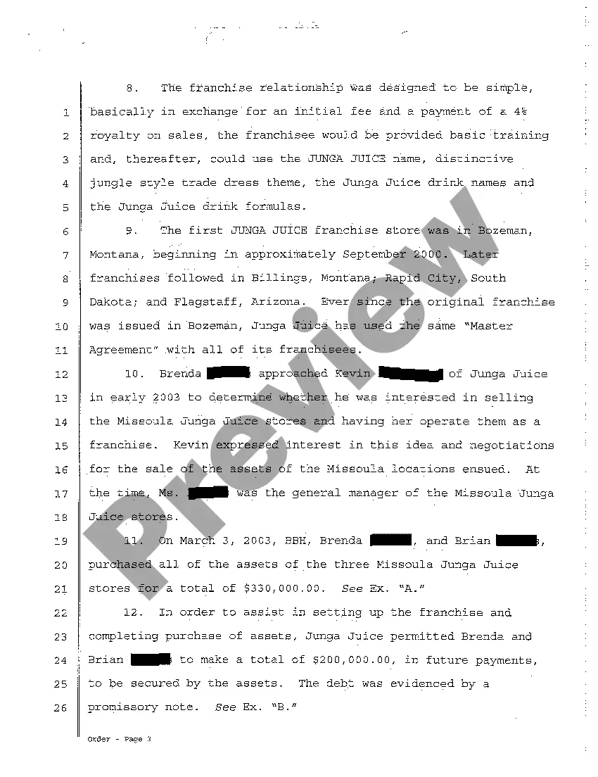 Preview A12 Findings of Fact, Conclusions of Law and Order Number Two