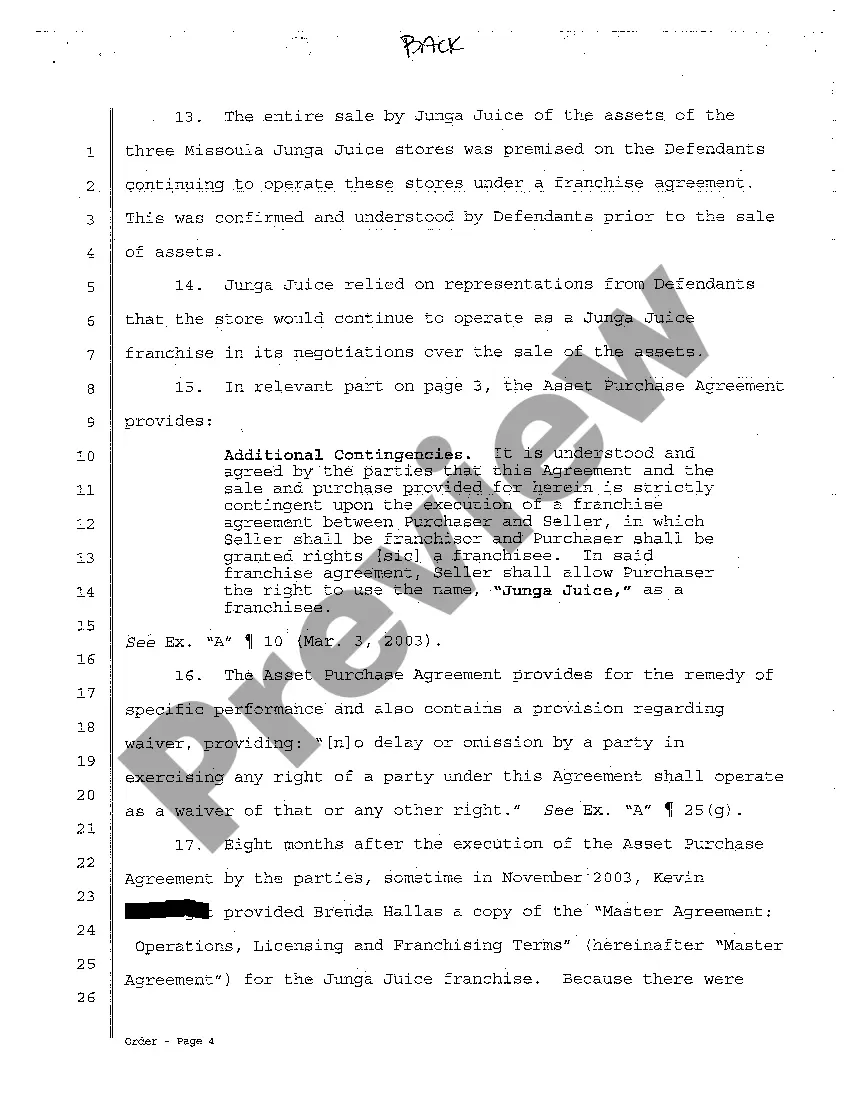 Preview A12 Findings of Fact, Conclusions of Law and Order Number Two