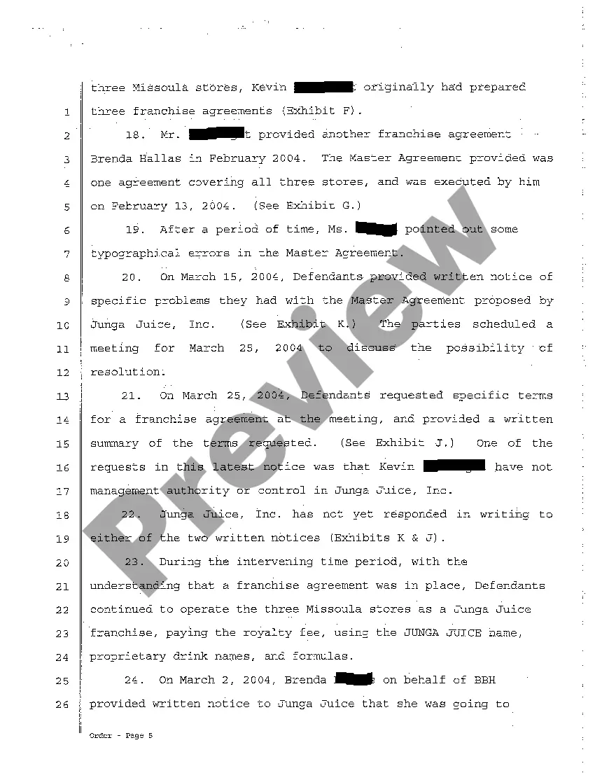 Preview A12 Findings of Fact, Conclusions of Law and Order Number Two