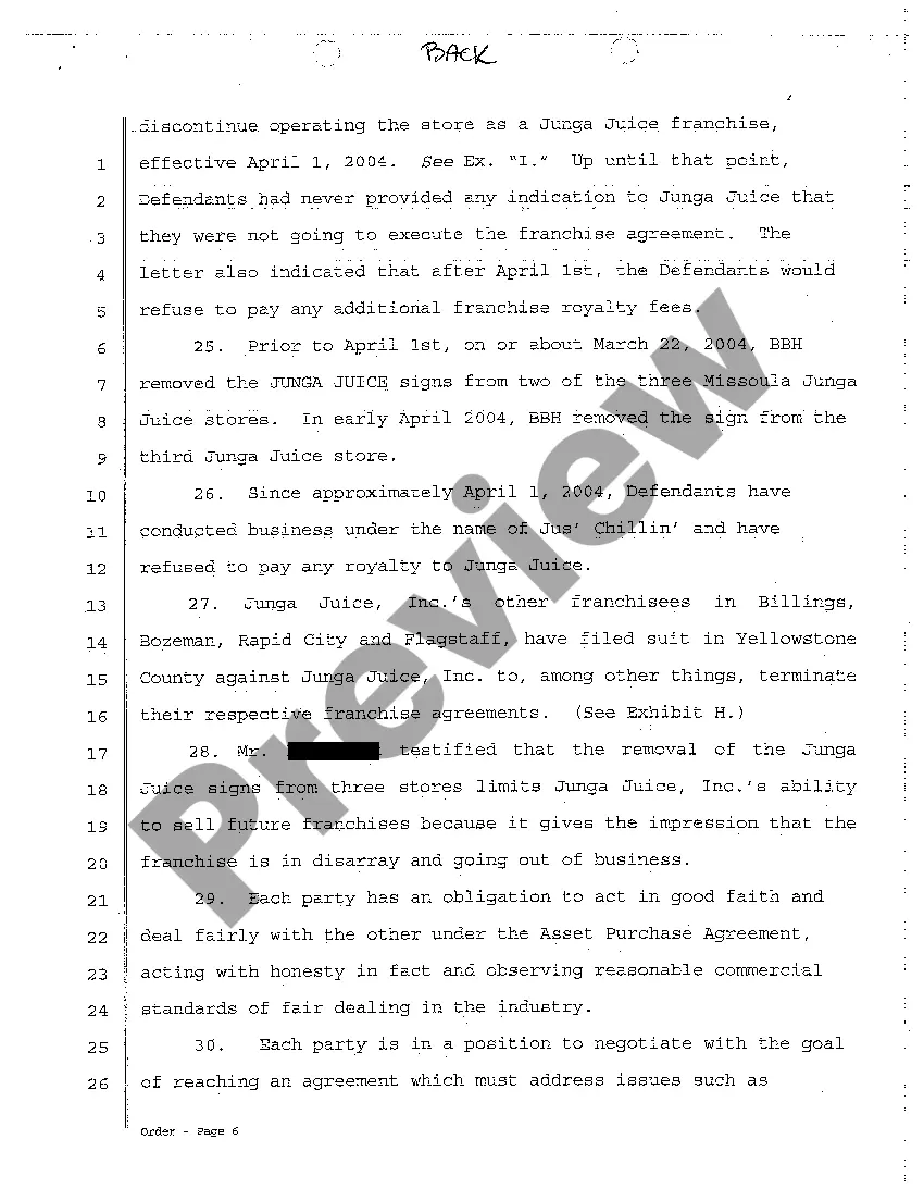 Preview A12 Findings of Fact, Conclusions of Law and Order Number Two