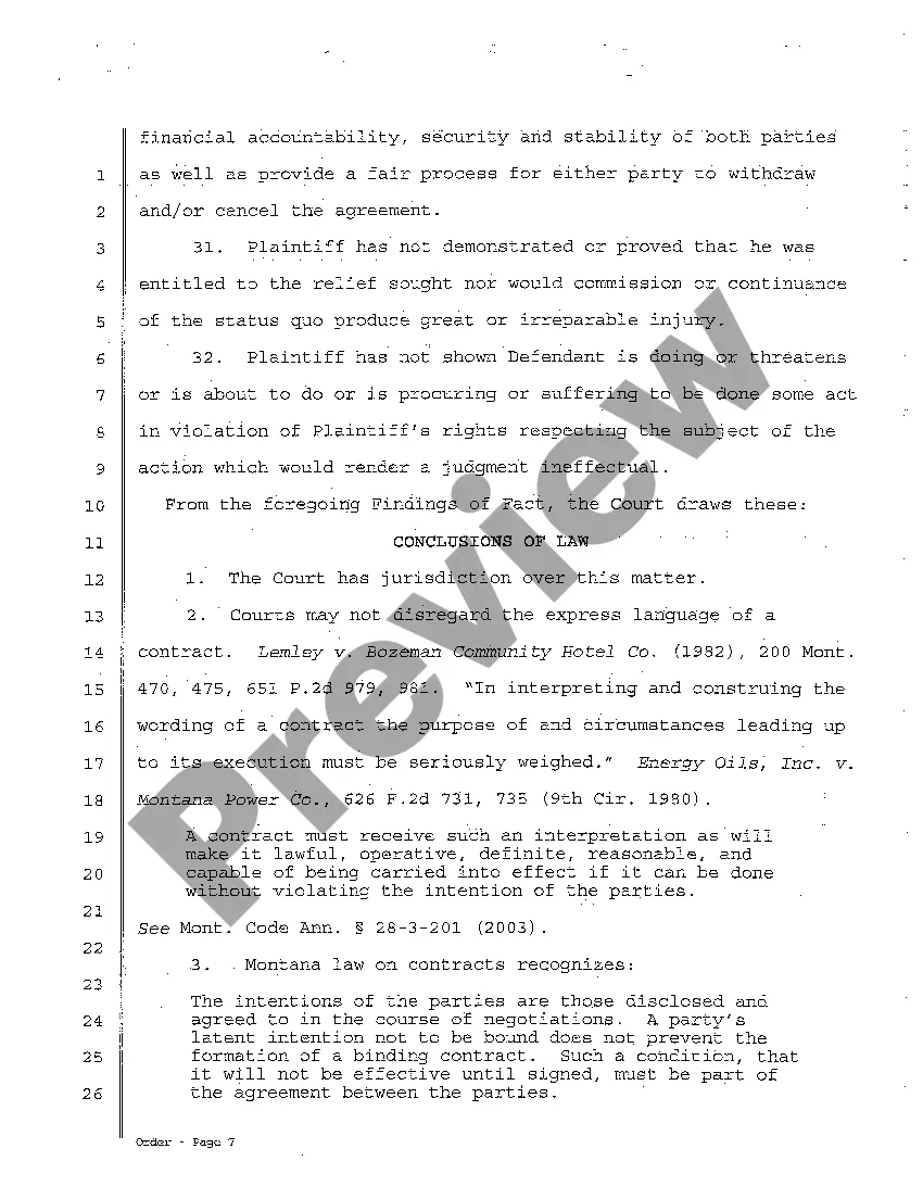 Preview A12 Findings of Fact, Conclusions of Law and Order Number Two