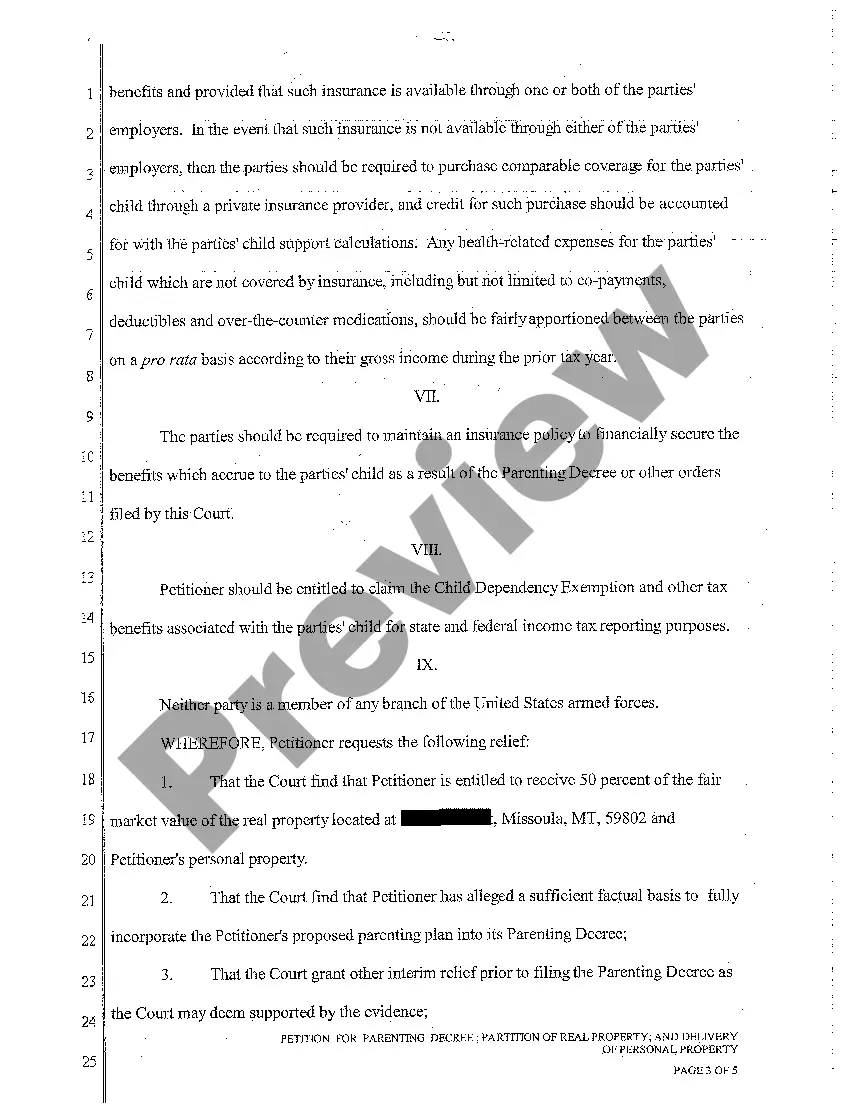 Preview A01 Petition for Parenting Decree