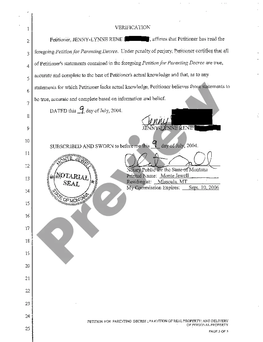 Preview A01 Petition for Parenting Decree