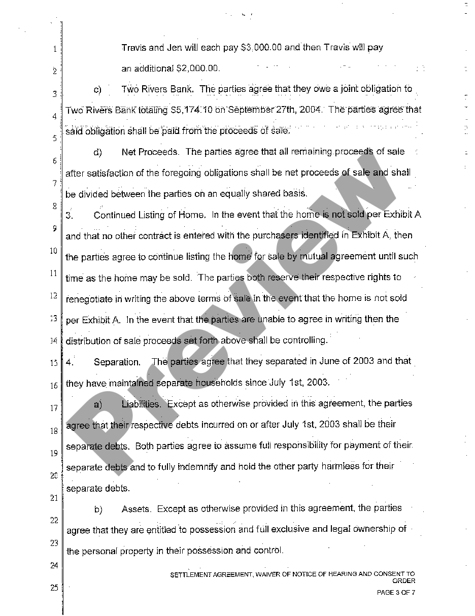 page 2 A02 Settlement Agreement, Waiver of Notice of Hearing and Consent to Order preview