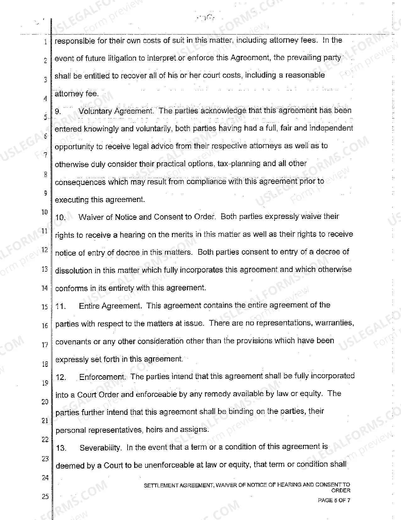 Preview A02 Settlement Agreement, Waiver of Notice of Hearing and Consent to Order