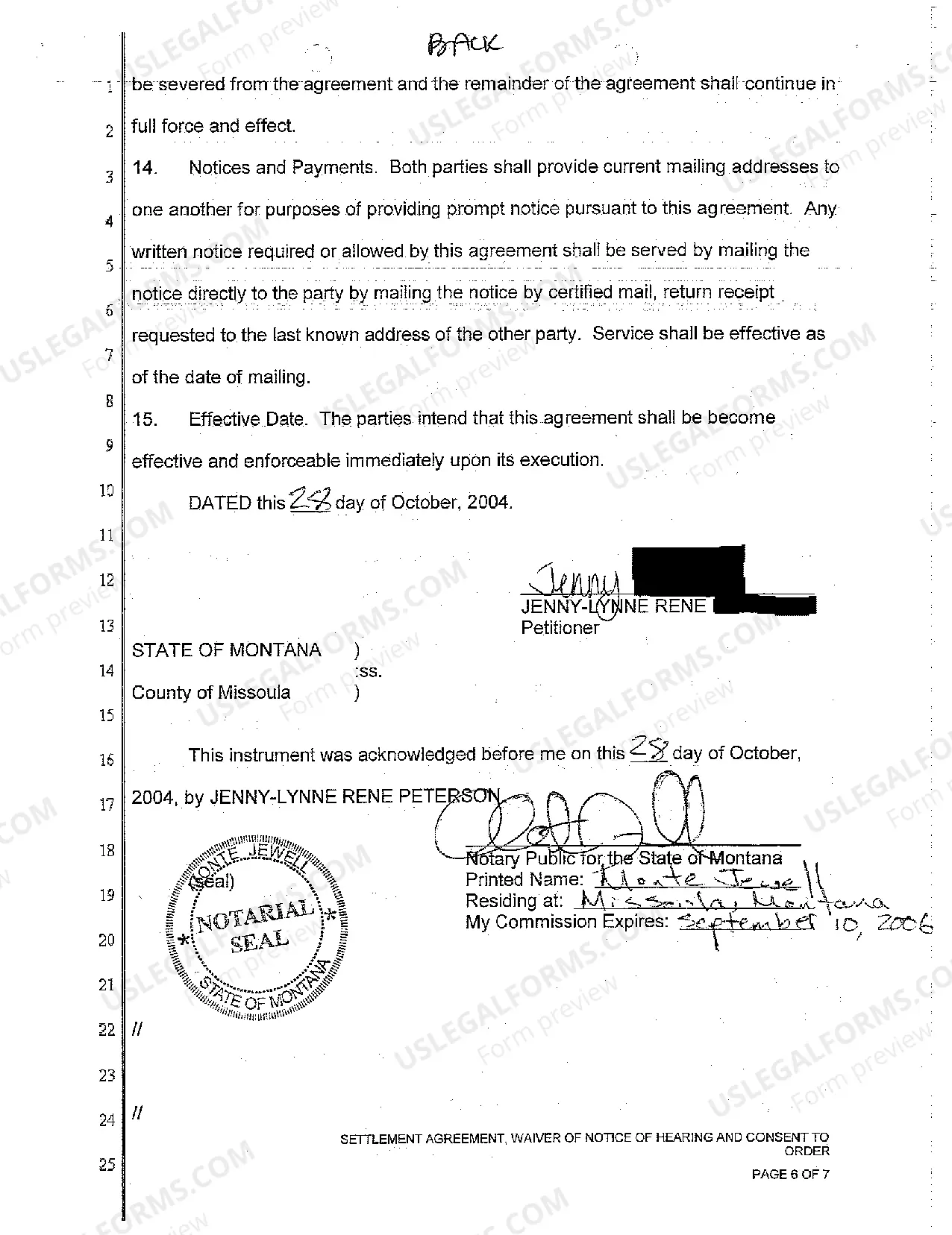 Preview A02 Settlement Agreement, Waiver of Notice of Hearing and Consent to Order