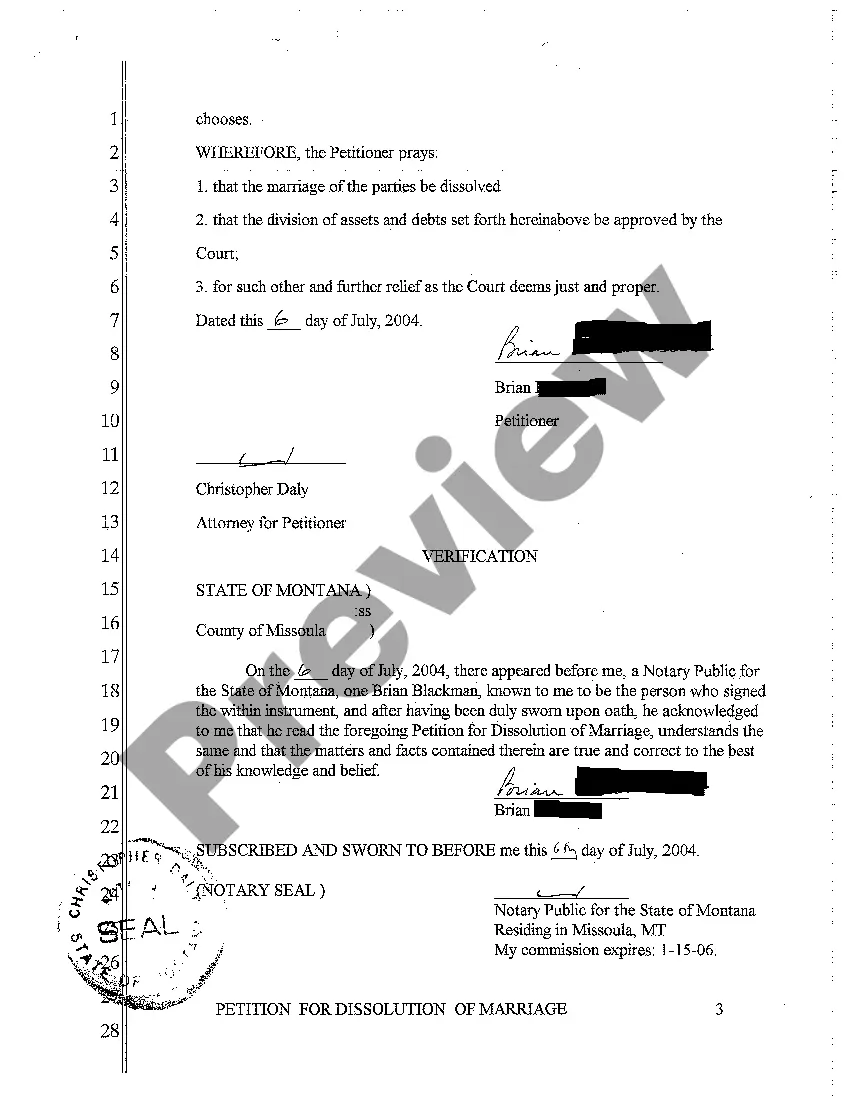 Preview A01 Petition for Dissolution of Marriage
