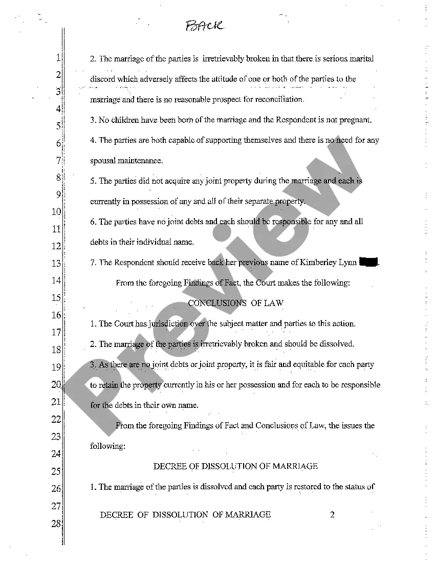 Preview A02 Decree of Dissolution of Marriage