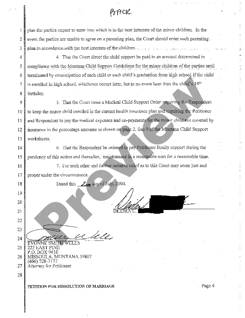 Preview A01 Petition for Dissolution of Marriage with Two Minor Children