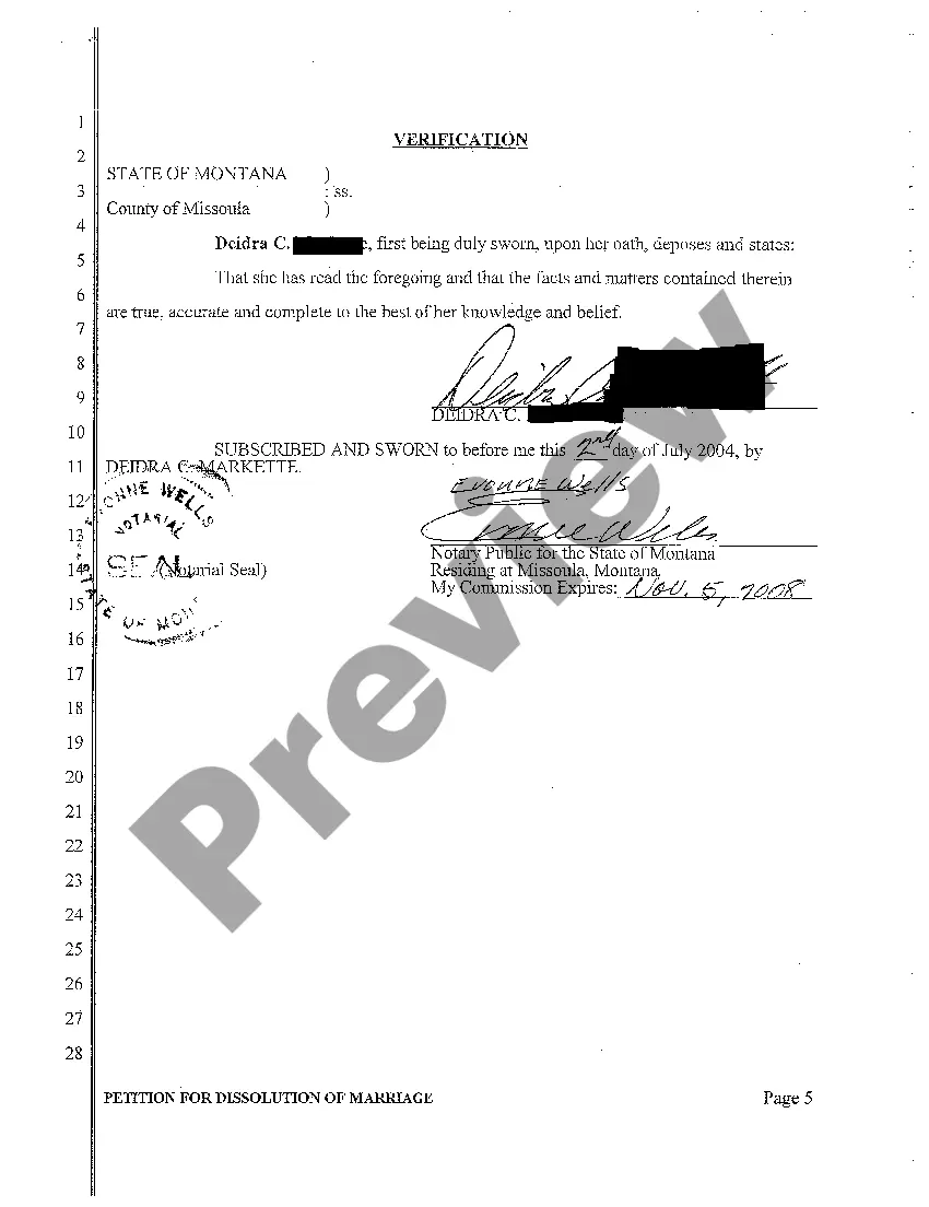 Preview A01 Petition for Dissolution of Marriage with Two Minor Children