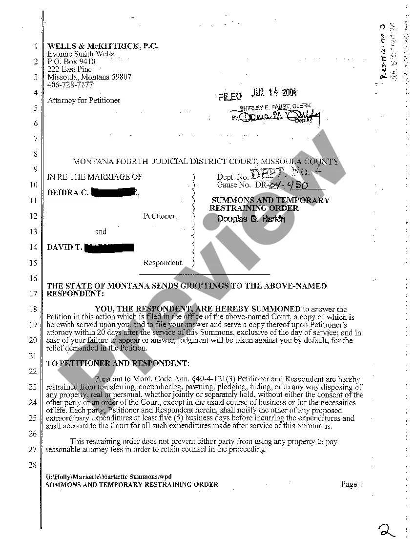 Preview A01 Petition for Dissolution of Marriage with Two Minor Children