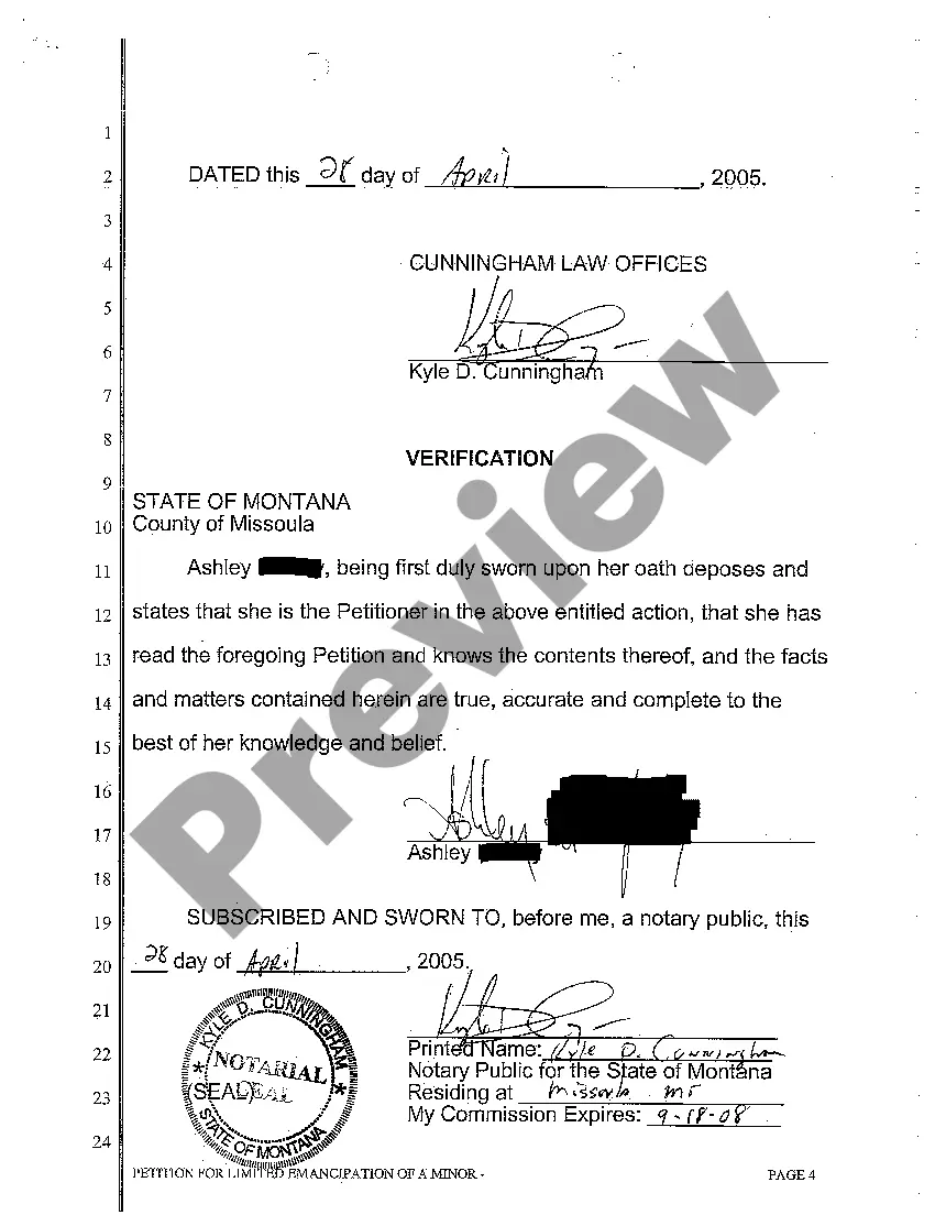 Preview A01 Petition for Limited Emancipation of a Minor