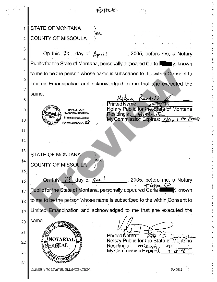 Preview A02 Consent to Limited Emancipation