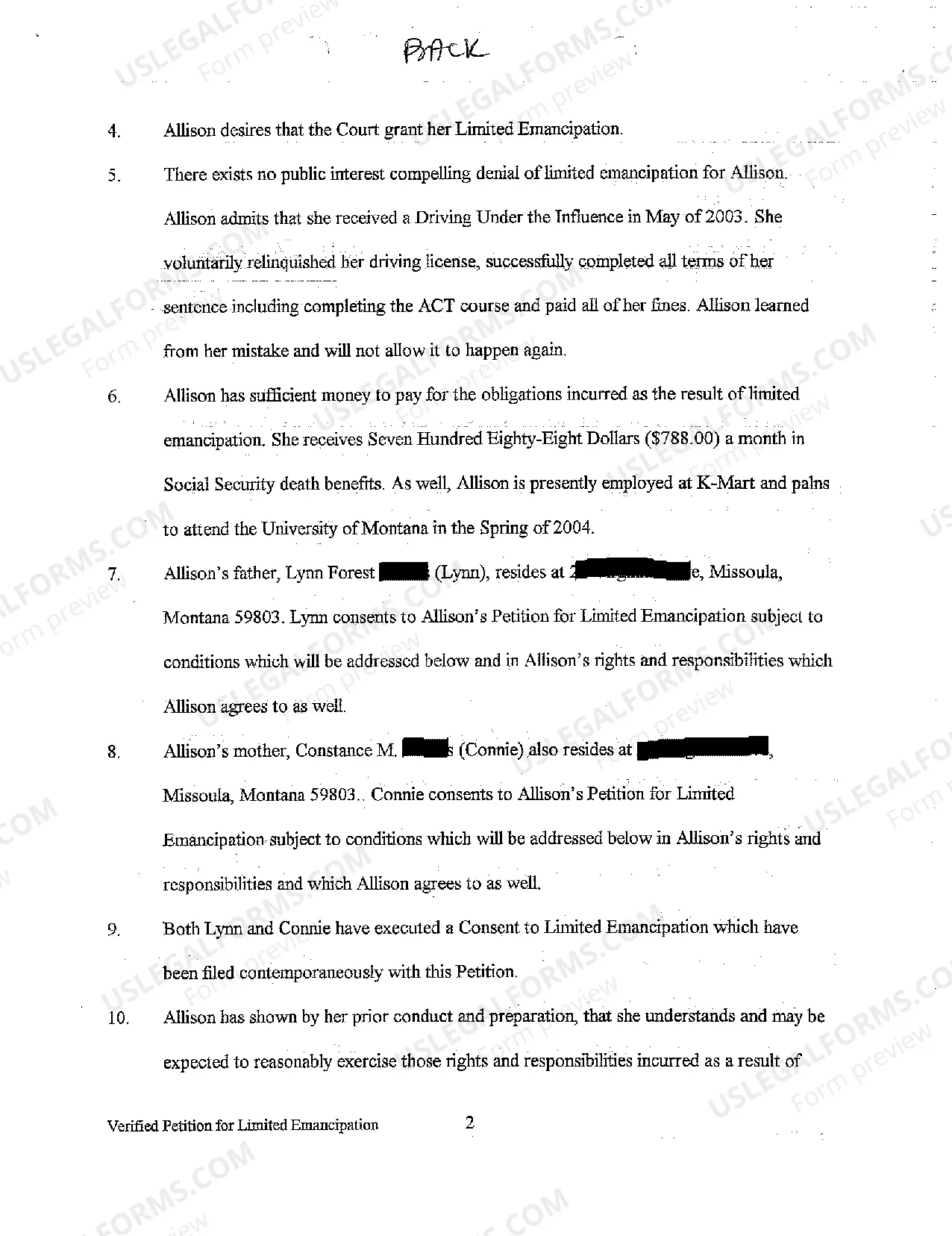 Preview A01 Verified Petition for Limited Emancipation