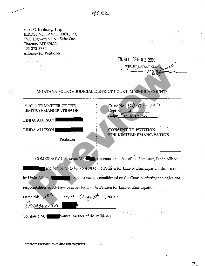 Preview A02 Consent to Petition for Limited Emancipation