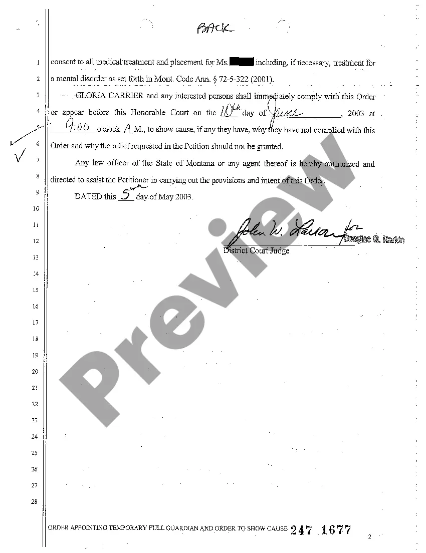 Preview A03 Order Appointing Temporary Guardian and Conservator and Order to Show Cause