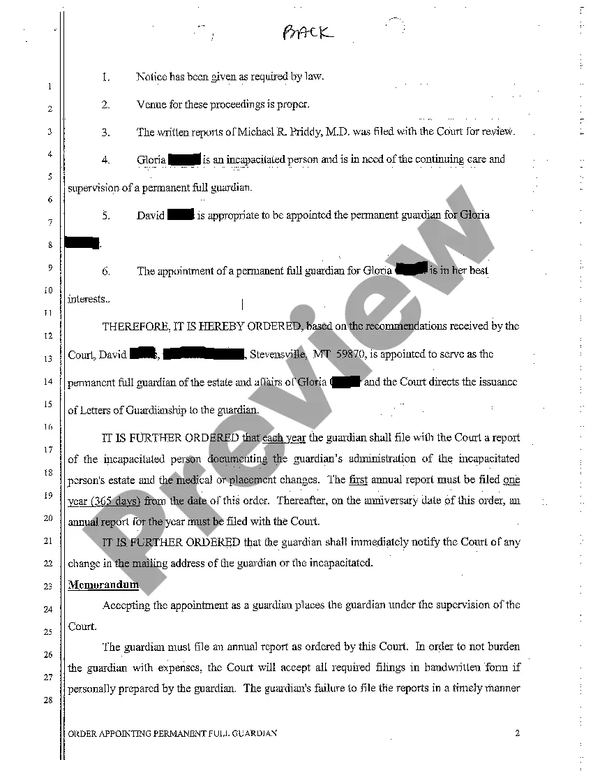 Preview A04 Order Appointing Permanent Full Guardian