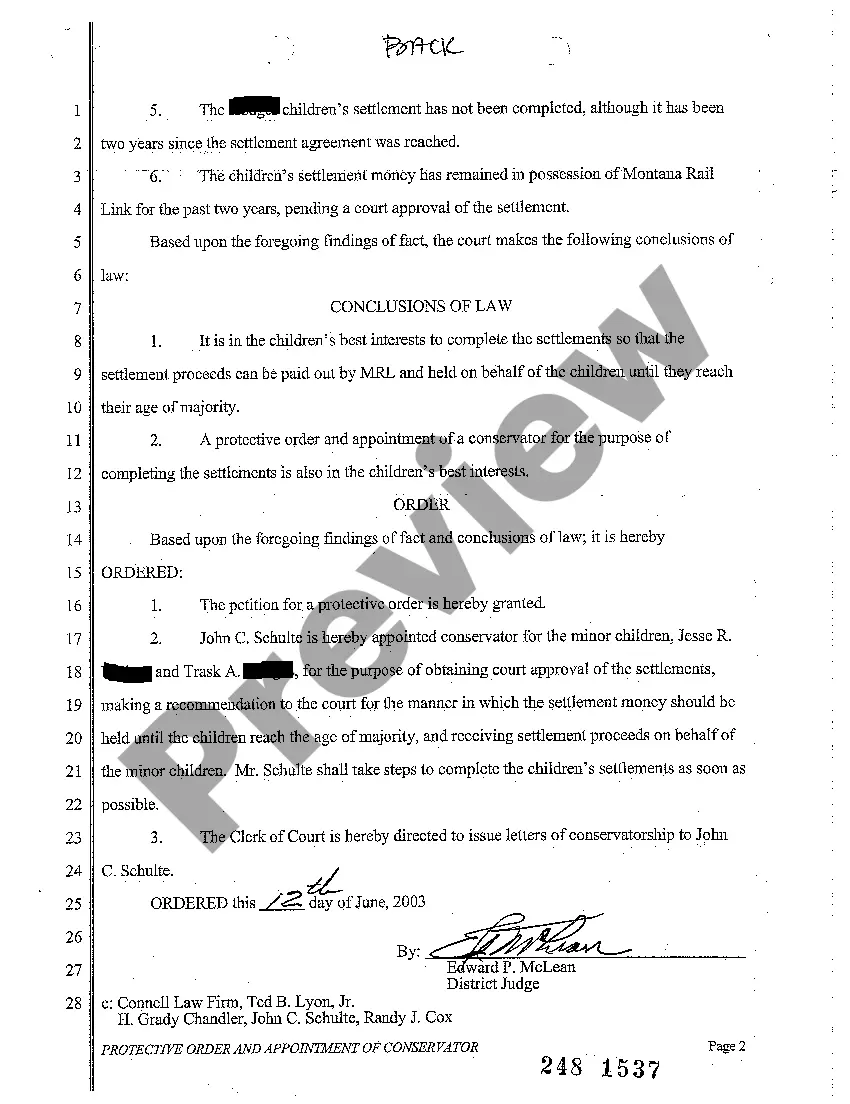 Get A04 Protective Order and Order Appointing Conservator Preview A04 Protective Order and Order Appointing Conservator