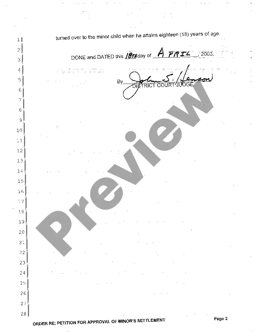 Preview A01 Petition for Approval of Minor's Settlement