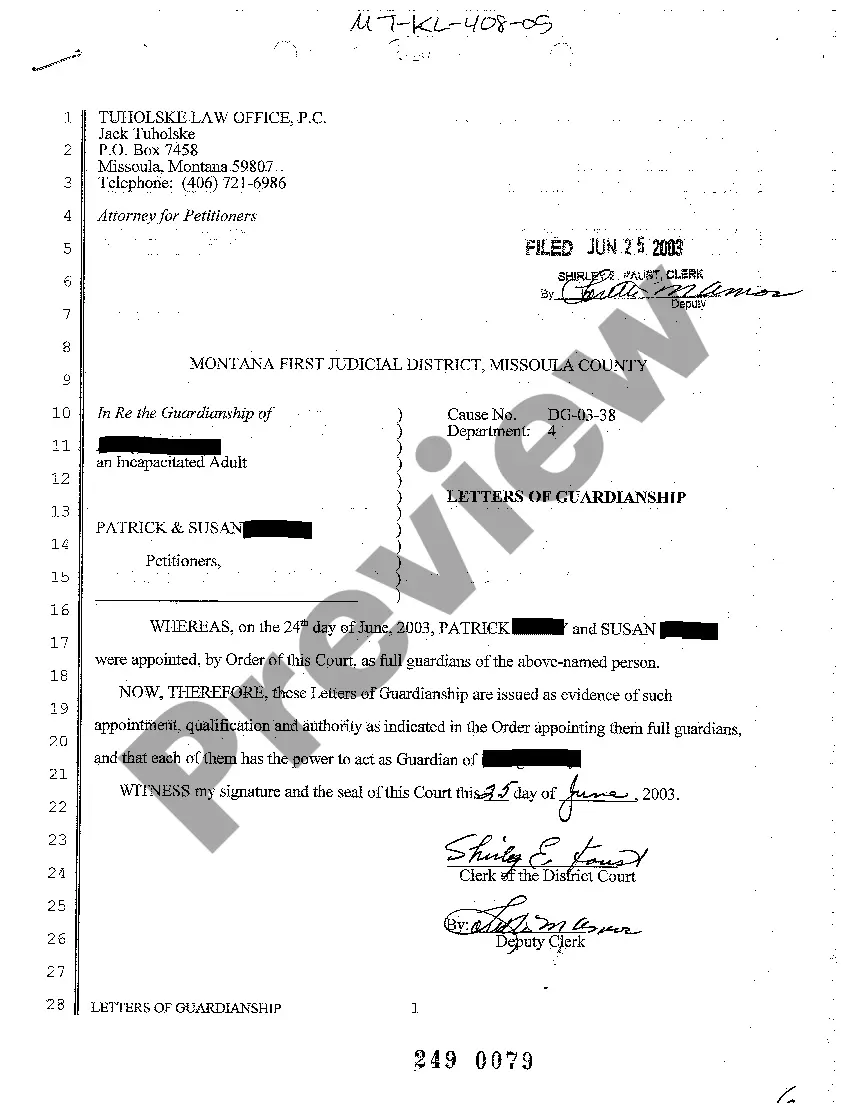 Preview A05 Letters of Guardianship