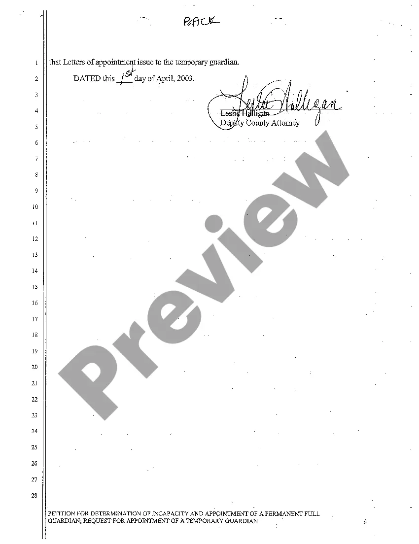 Get A01 Petition for Determination of Incapacity and Appointment of Permanent Full Guardian of Adult with Mental Disturbances Preview A01 Petition for Determination of Incapacity and Appointment of Permanent Full Guardian of Adult with Mental Disturbances