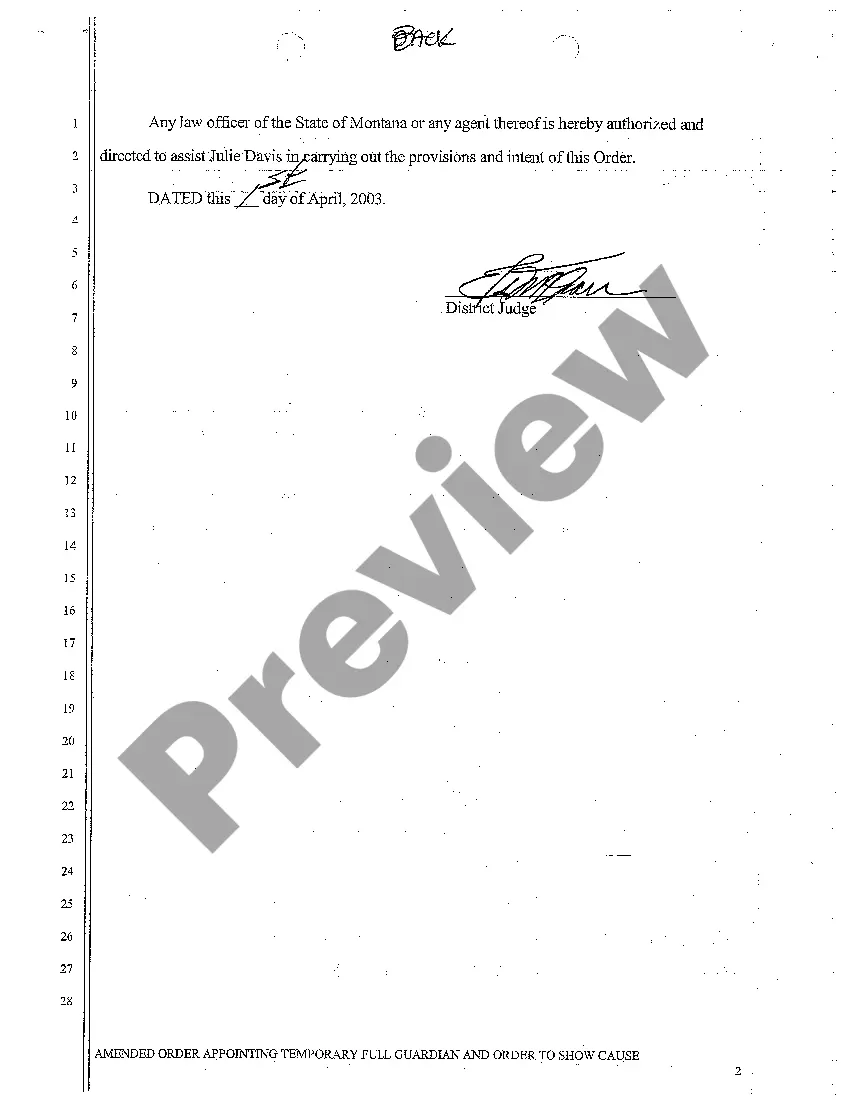 Preview A03 Order Appointing Temporary Full Guardian and Order to Show Cause