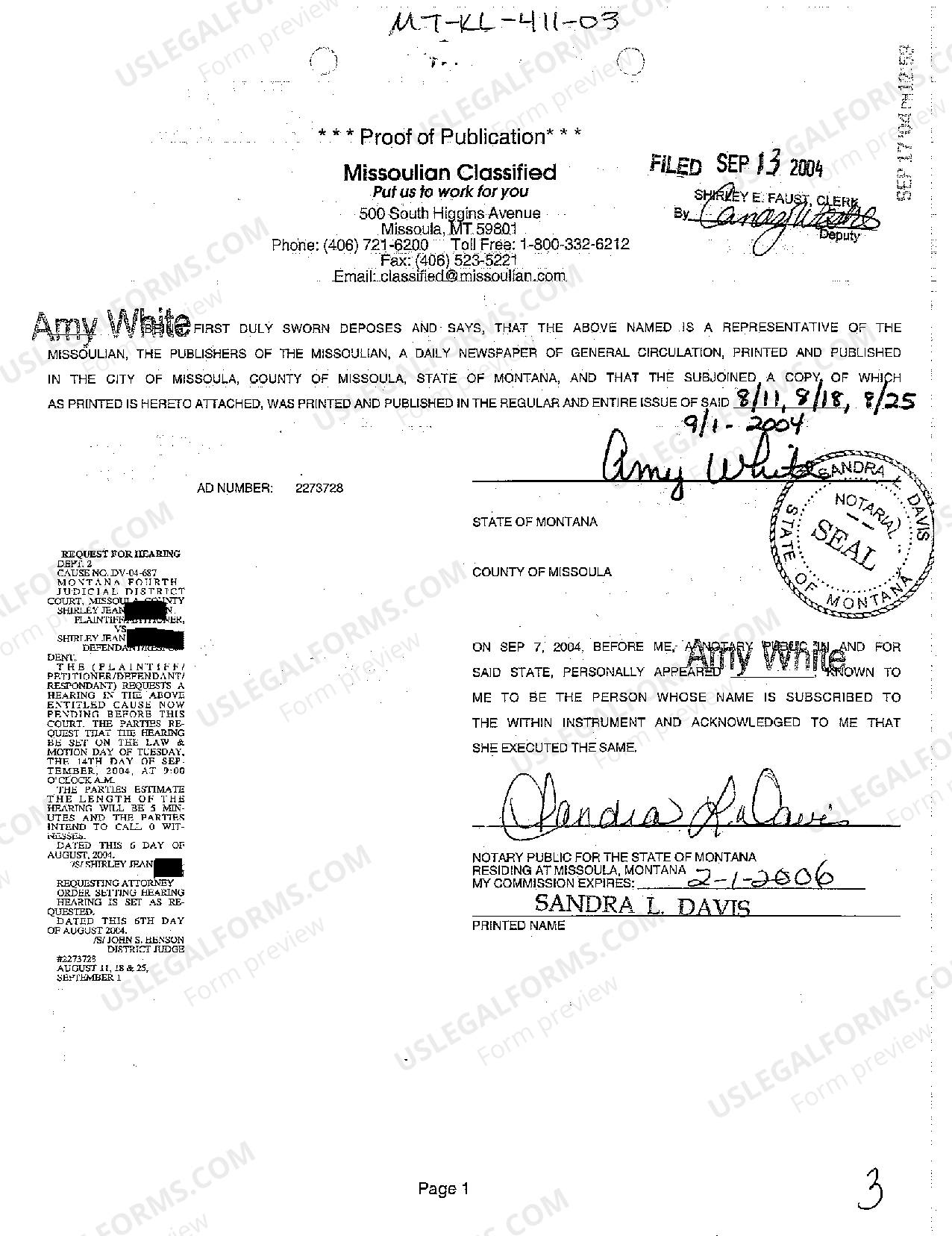 Montana Proof of Publication | US Legal Forms