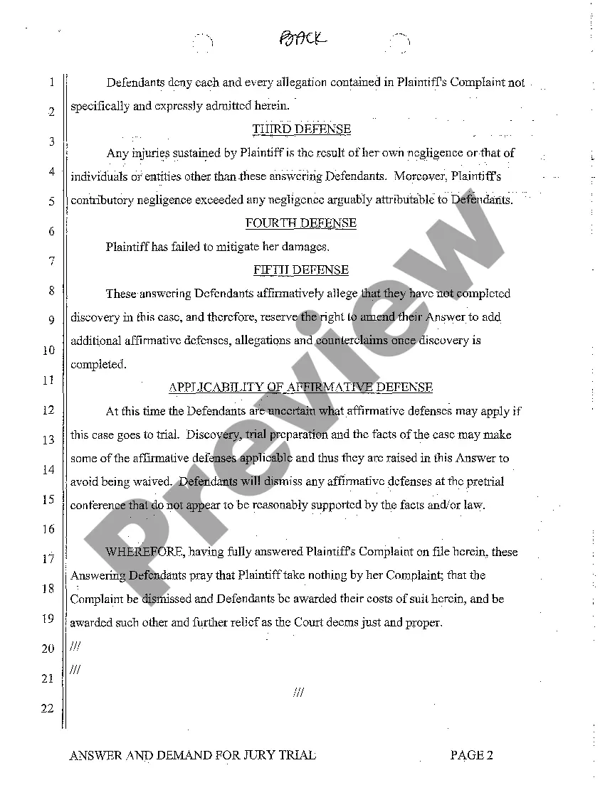 Get A02 Answer and Demand for Jury Trial Preview A02 Answer and Demand for Jury Trial