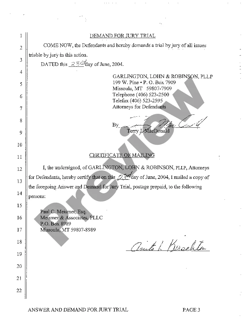 Get A02 Answer and Demand for Jury Trial Preview A02 Answer and Demand for Jury Trial