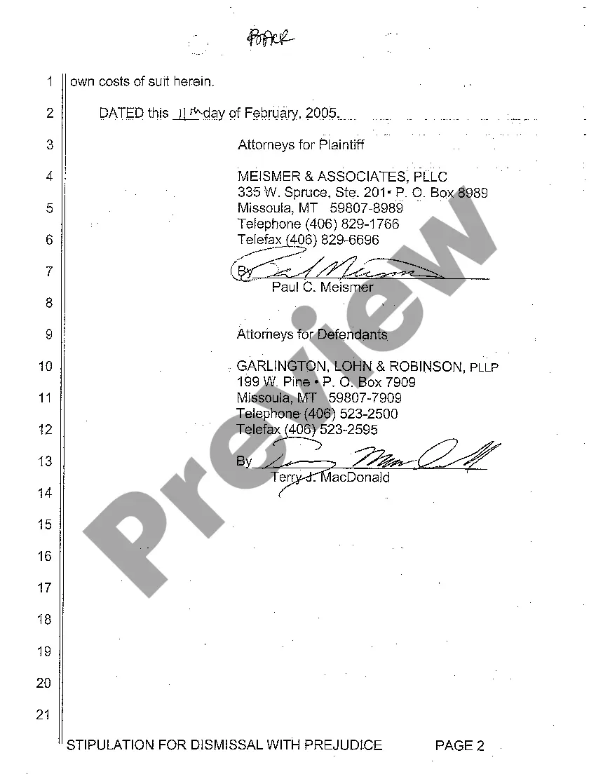 Preview A09 Stipulation for Dismissal With Prejudice Due to Settlement
