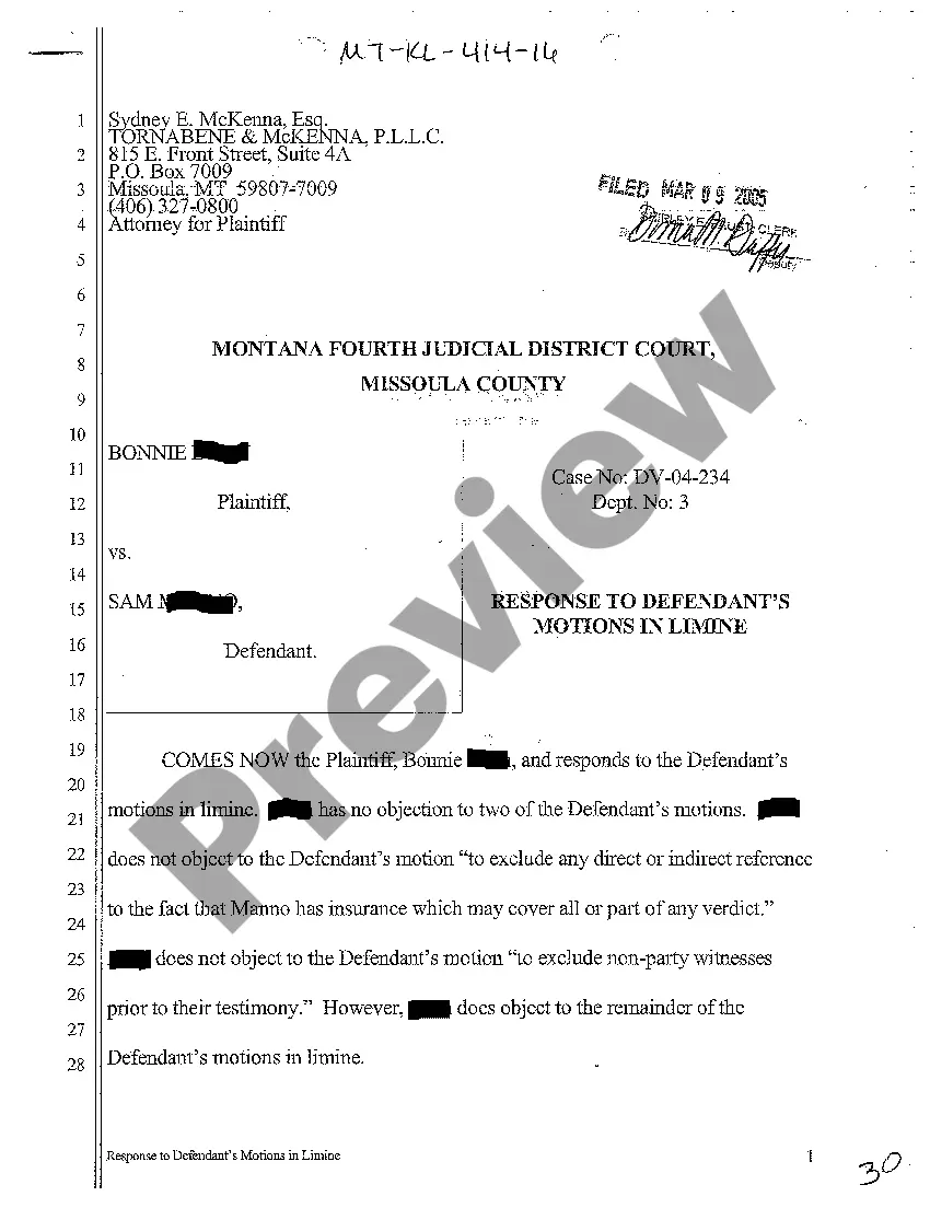 Preview A16 Response to Defendant's Motion in Limine