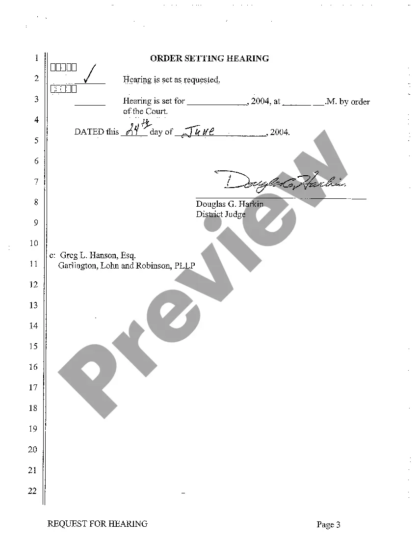 Preview A05 Request for Hearing on the Entry of a Decree