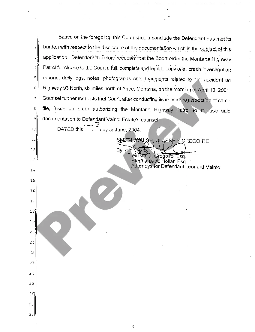 Preview A02 Application for Order Directing Release of Confidential Criminal Justice Information and Memorandum in Support by Defendant