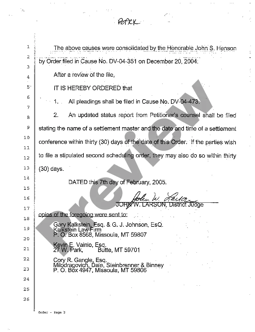 Preview A19 Order of Pleadings to be Filed and Details of Settlement Conference