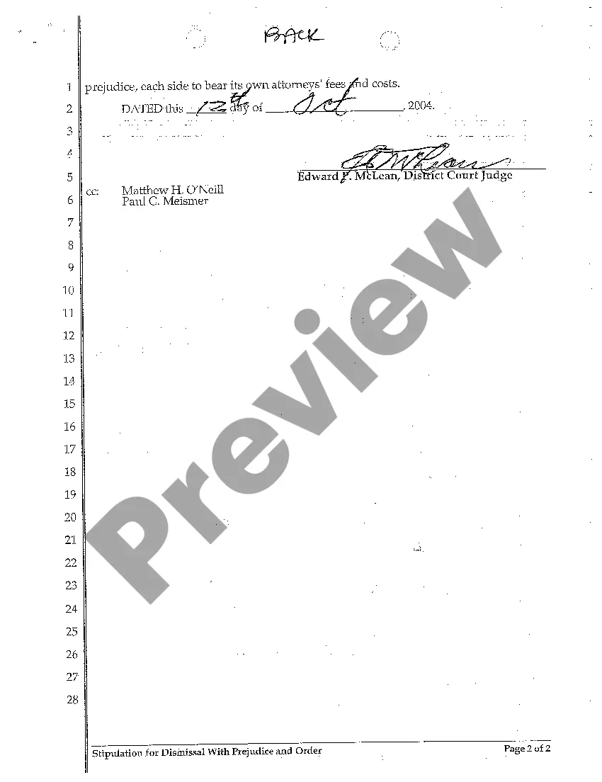 Preview A03 Stipulation for Dismissal with Prejudice and Order