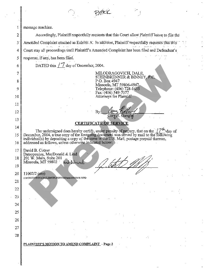 Get A02 Plaintiff's Motion to Amend Complaint Preview A02 Plaintiff's Motion to Amend Complaint