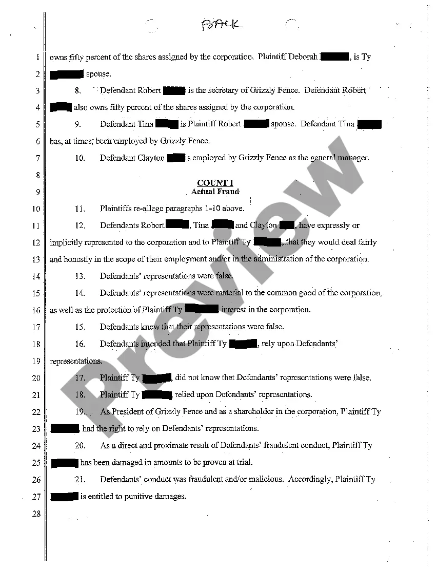 Preview A03 Amended Complaint regarding Corporate Dissolution and Fraud