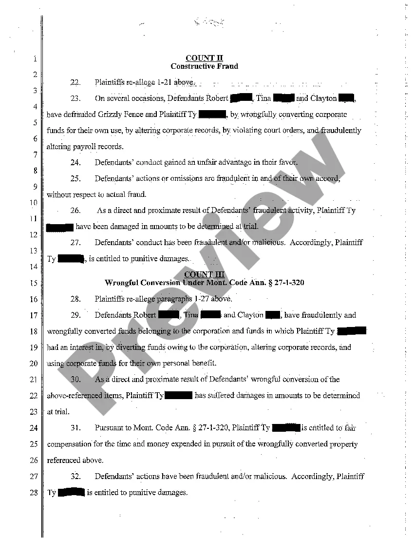 Preview A03 Amended Complaint regarding Corporate Dissolution and Fraud